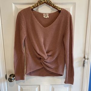 Hippie Rose Blush Pink Front Twist Sweater
